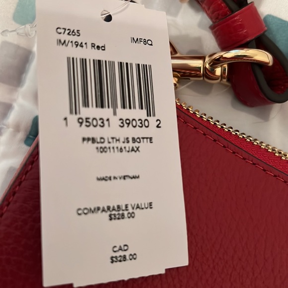Coach Jes Baguette Crossbody Pebble Leather (Gold/1941 Red).  New with Tag - Picture 8 of 9